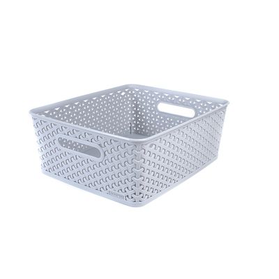 Medium Faux Rattan Storage Basket Grey image(4)