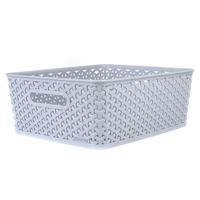 Medium Faux Rattan Storage Basket Grey image(5)