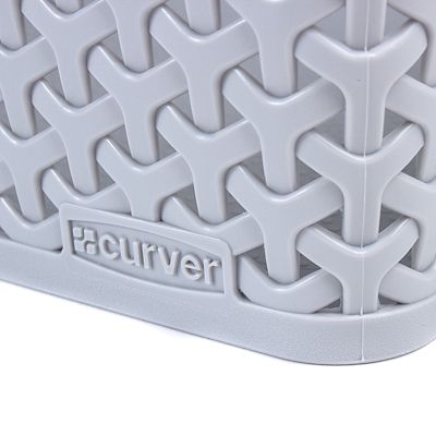 Medium Faux Rattan Storage Basket Grey image(6)