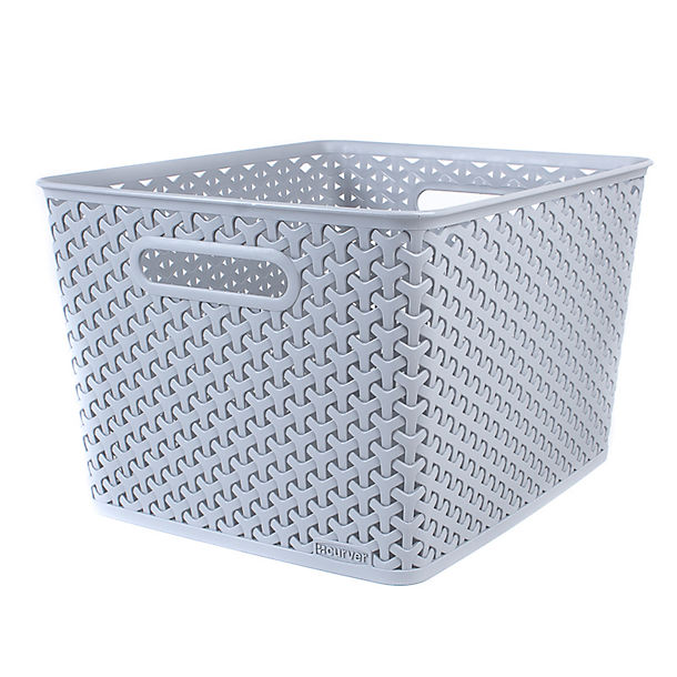 Large Faux Rattan Storage Basket Grey image(1)