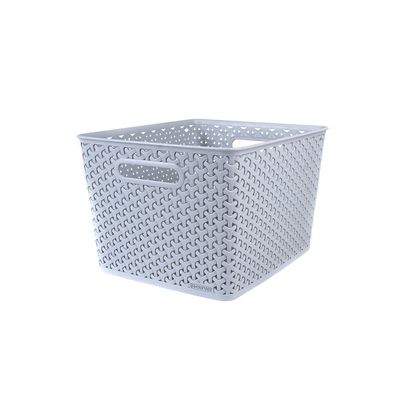 Large Faux Rattan Storage Basket Grey image(4)