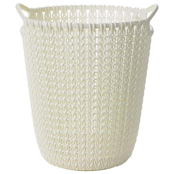 Mini Knit Effect Waste Paper Basket Cream image(1)