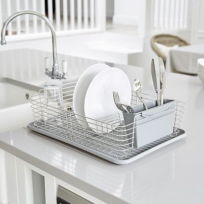 Featured image of post Metal Dish Rack With Tray - Some dish racks use flat collection trays, others have trays that drain at an angle.