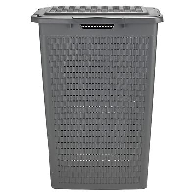 Rotho Lattice Effect Slim Laundry Hamper 40L Slate Grey image(1)