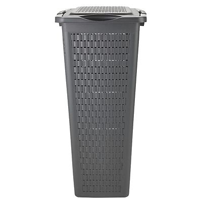 Rotho Lattice Effect Slim Laundry Hamper 40L Slate Grey image(2)