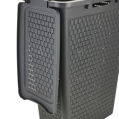 Rotho Lattice Effect Slim Laundry Hamper 40L Slate Grey image(4)