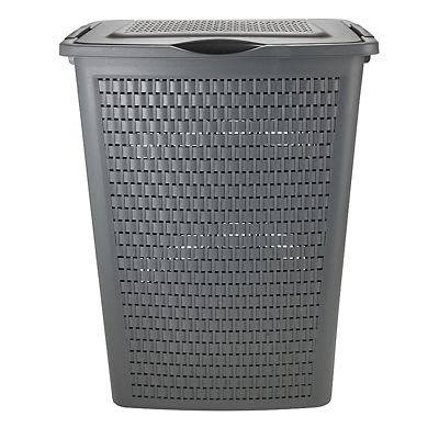 Rotho Lattice Effect Laundry Hamper 50L Slate Grey image(1)