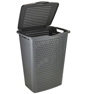 Rotho Lattice Effect Laundry Hamper 50L Slate Grey image(3)