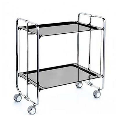 Hahn Neo Folding 2-Tier Serving Trolley Chrome with Gloss Black Trays