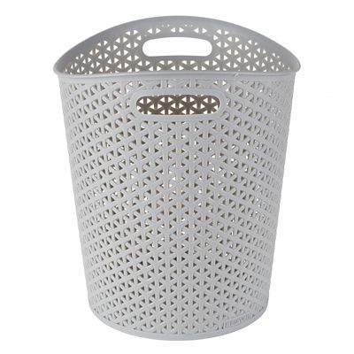 Faux Rattan Waste Paper Basket Grey 13L image(1)