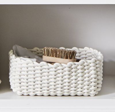 Small Woven Rope Storage Tray Cream 4L image(2)