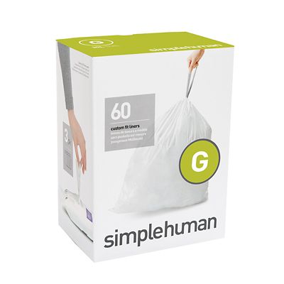 60 simplehuman Size G Drawstring Bin Liners - White Bags 30L image(2)