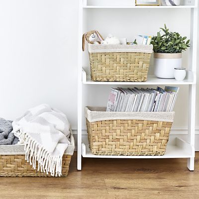 Natural Woven Storage Hamper Basket With Liner – Small - (Image 2)