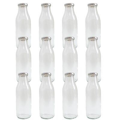 12 Lakeland 500ml Lidded Glass Milk Bottles - (Image 1)