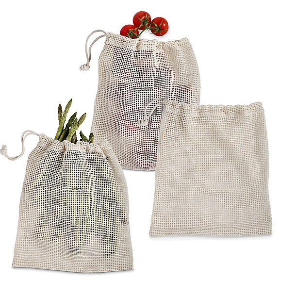 3 Unbleached Cotton Net Food Produce Bags image(1)