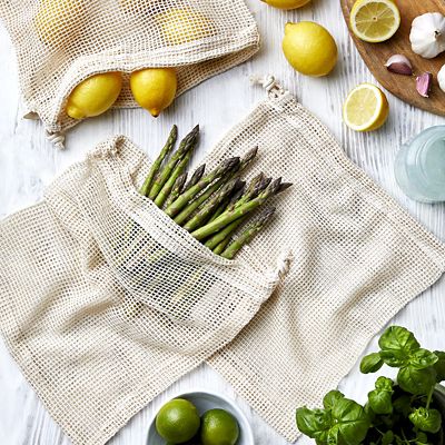 3 Unbleached Cotton Net Food Produce Bags image(2)