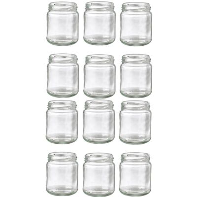 12 Small Glass Jam Jars With 12 Blue & Red Gingham Lids - (Image 3)