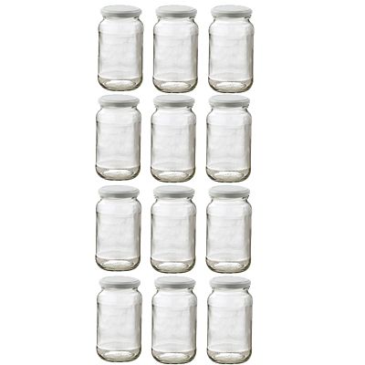12 Standard Glass Jam Jars With White Lids 454g Lakeland
