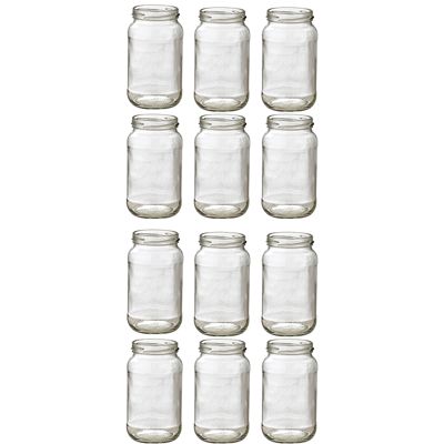 12 Standard Glass Jam Jars With 12 White Lids 1lb 454g - (Image 3)