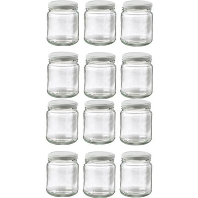 12 Small Glass Jam Jars With 12 White Lids Lakeland