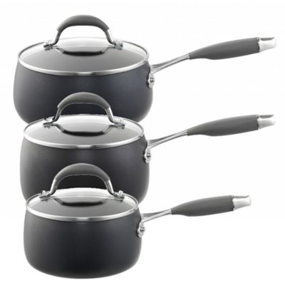 Hard Anodised Bell Shaped 3 Piece Saucepan Bundle Lakeland