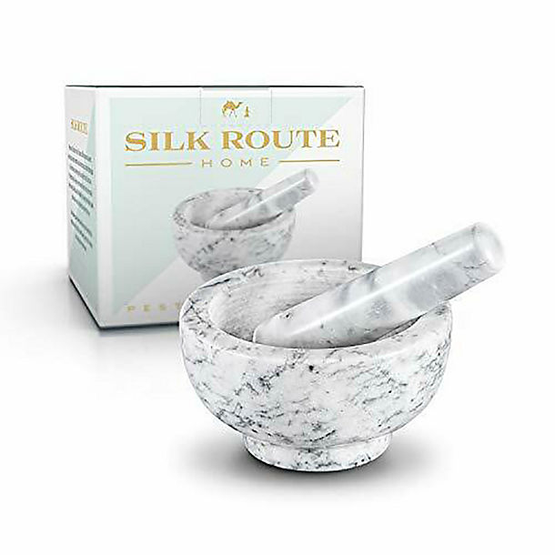 Silk Route Spice Company White Marble Pestle and Mortar 