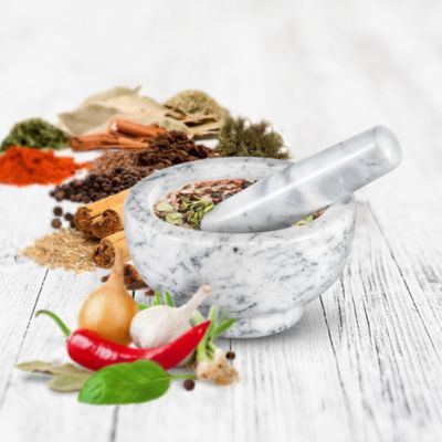 Silk Route Spice Company White Marble Pestle and Mortar image(2)