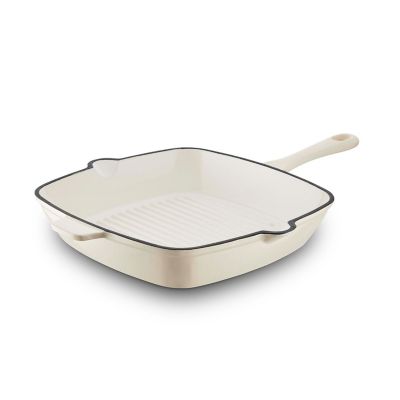 White Enamel Square Cast Iron Grill Pan With Ridges,27cm - Buy White Enamel  Square Cast Iron Grill Pan With Ridges,27cm Product on