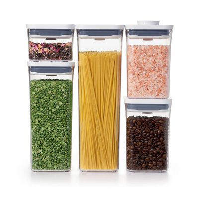 at Home 5-Piece Clear Square Canister with Bamboo Lid