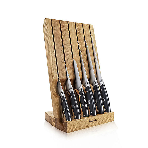 Robert Welch Professional Angle Oak Knife Block and Set of 6 Knives image(1)