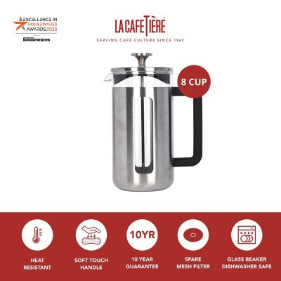 La Cafetière Pisa Brushed Stainless Steel Eight Cup Cafetière in Silver  image(3)
