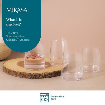 4 Mikasa Palermo Stemless Glasses, 350ml image(3)