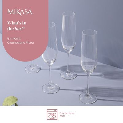 4 Mikasa Treviso Champagne Flutes 190ml image(4)