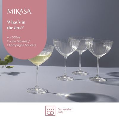 4 Mikasa Treviso Champagne Coupe Glasses 300ml image(4)