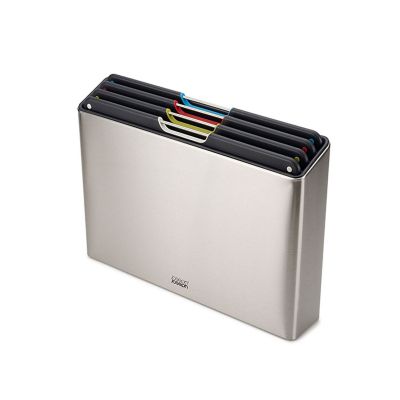 Joseph Joseph Folio Steel - Set 4 Taglieri In Acciaio Con Supporto, Antiscivolo, Nero - Foto 10