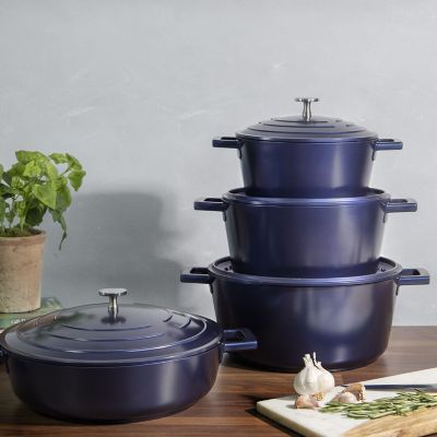 MasterClass 20cm Cast Aluminium Casserole Dish Blue image(2)