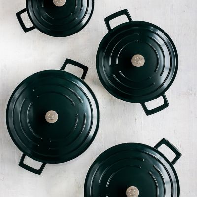 MasterClass 20cm Cast Aluminium Casserole Dish Hunter Green  image(6)