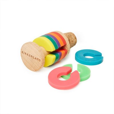 Kikkerland Rainbow Wine Rings & Stopper image(1)
