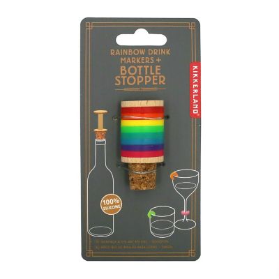 Kikkerland Rainbow Wine Rings & Stopper image(5)