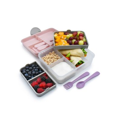 Melii 2 Tier Bento Box with 6 Compartments – Pink and Purple