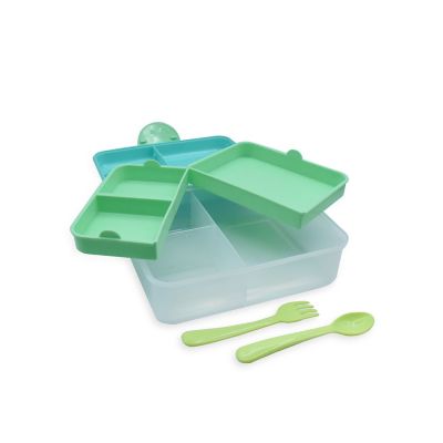 Melii 2 Tier Bento Box with 6 Compartments – Blue and Mint image(4)
