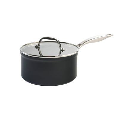 Lakeland Hard Anodised 18cm Saucepan with Glass Lid