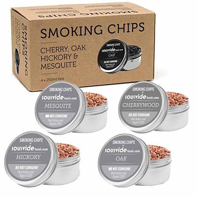 Wood Smoking Chips for Cold Food Smokers 4x 250ml Lakeland