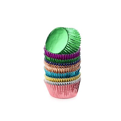 120 Foil Cupcake Cases – 8 bright vibrant Colours image(1)