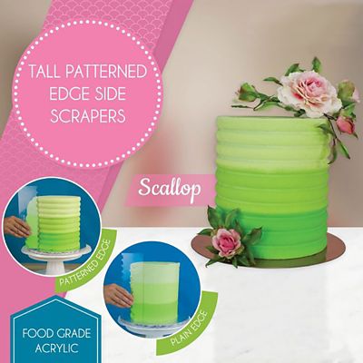 PME Tall Patterned Edge Side Scraper for Cake Decorating – Scalloped image(2)