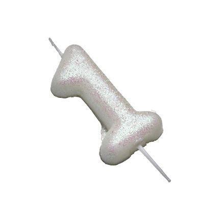 Anniversary House Iridescent White Number 1 Candle image(2)