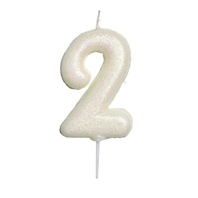 Anniversary House Iridescent White Number 2 Candle image(1)