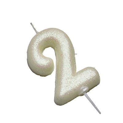 Anniversary House Iridescent White Number 2 Candle image(2)