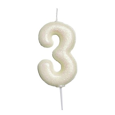 Anniversary House Iridescent White Number 3 Candle image(1)