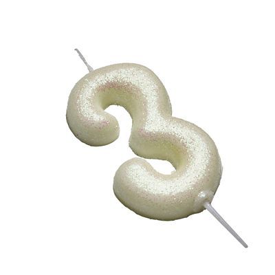 Anniversary House Iridescent White Number 3 Candle image(2)